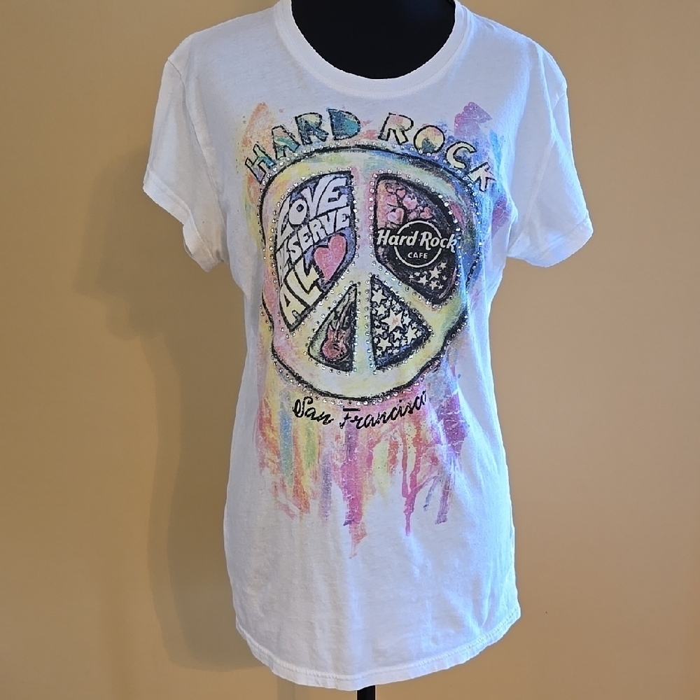 Hard Rock Cafe White Short Sleeve Tee L